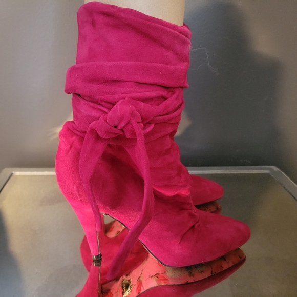 Betsey Johnson Raspberry Slouched Heeled Booties - Picture 3 of 5